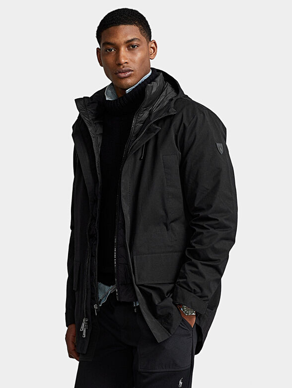 Black jacket with hood and quilted liner - 1