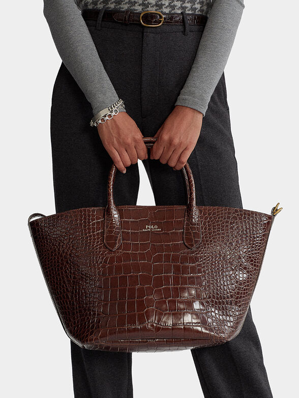 Leather shopper in brown color - 6