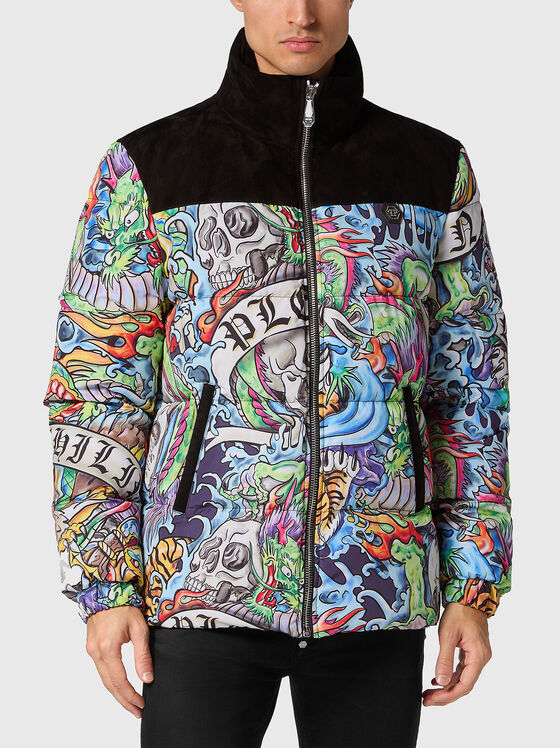Подплатено яке с многоцветен принт - 1