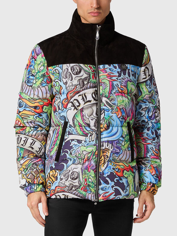 Padded jacket with multicolour print - 1