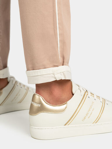 Pink jeans with white accents - 4