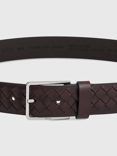 CARY black leather belt with braided texture - 5
