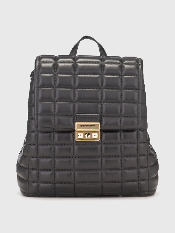 Leather backpack with quilted effect - 1