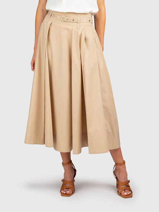 Cotton-blend midi skirt