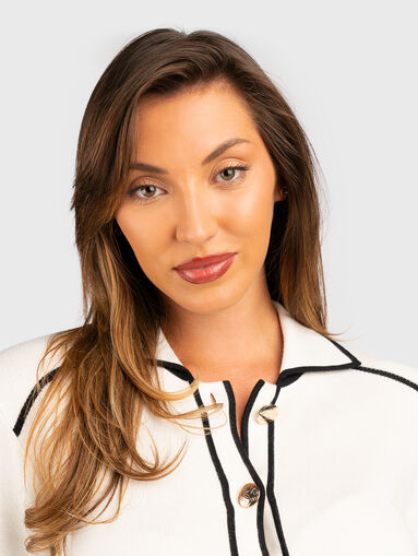 Cardigan with accent belt and contrast edges - 5