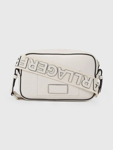 Leather crossbody bag with logo in black - 3