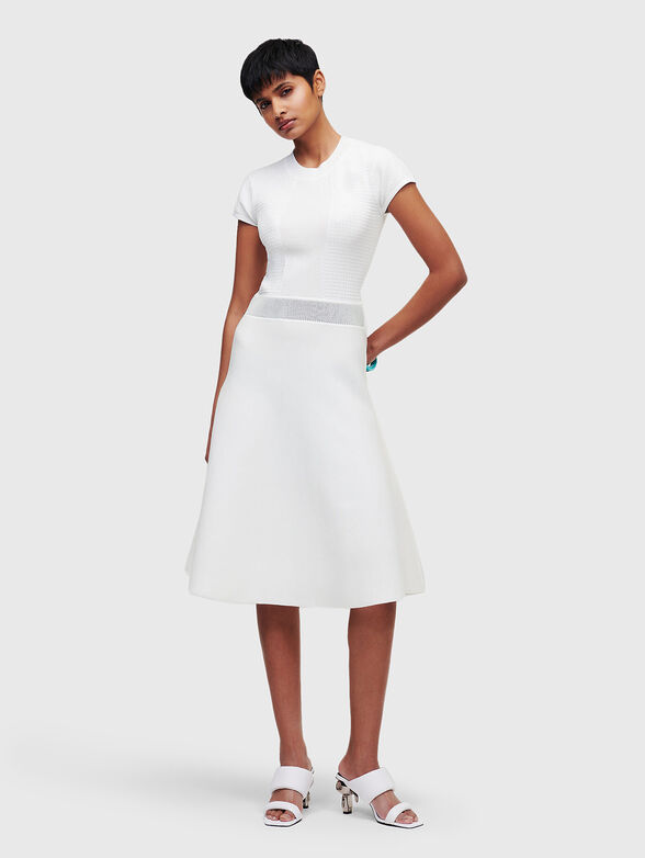 Knitted dress with short sleeve in white brand Karl Lagerfeld   Globalbrandsstore.com/en