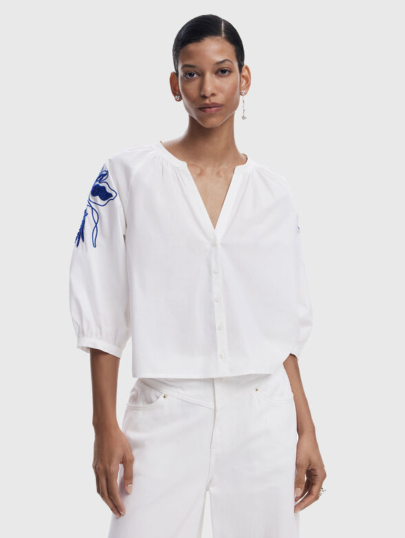 Cotton shirt with accent embroidery - 1