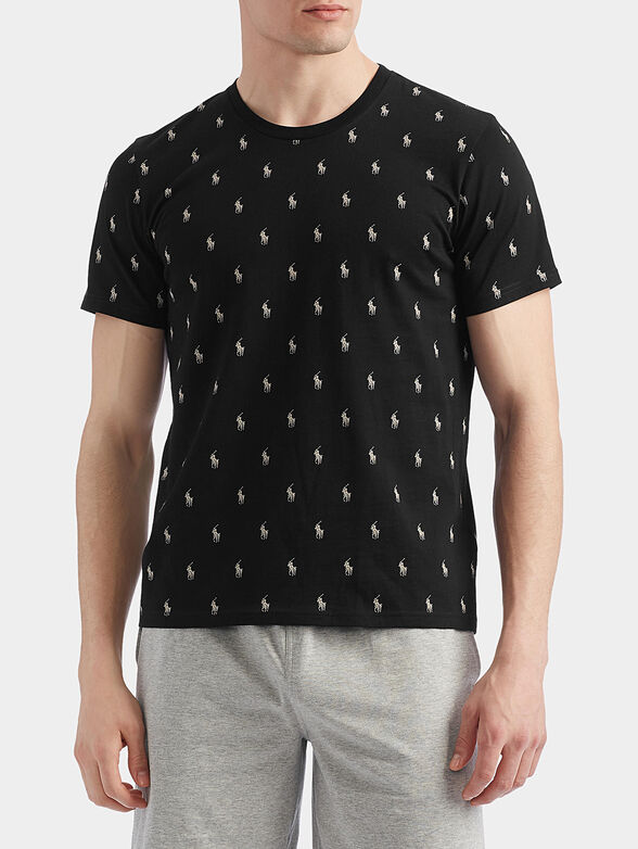 Black cotton t-shirt with logo details - 1