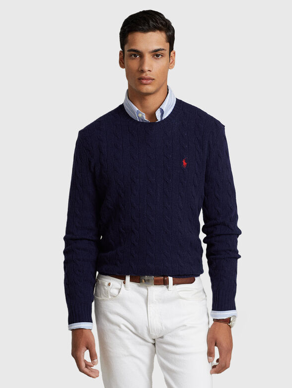 Dark blue wool and cashmere blend sweater - 1