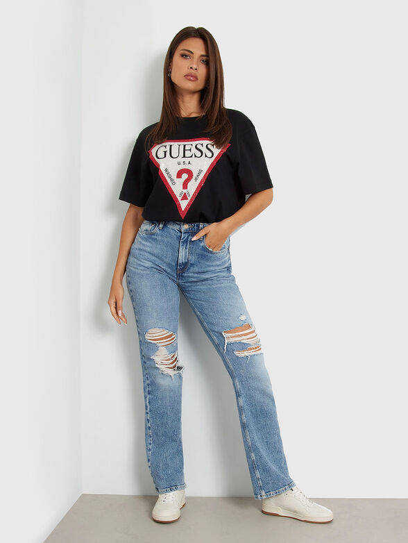 Black T-shirt with triangular logo  - 2