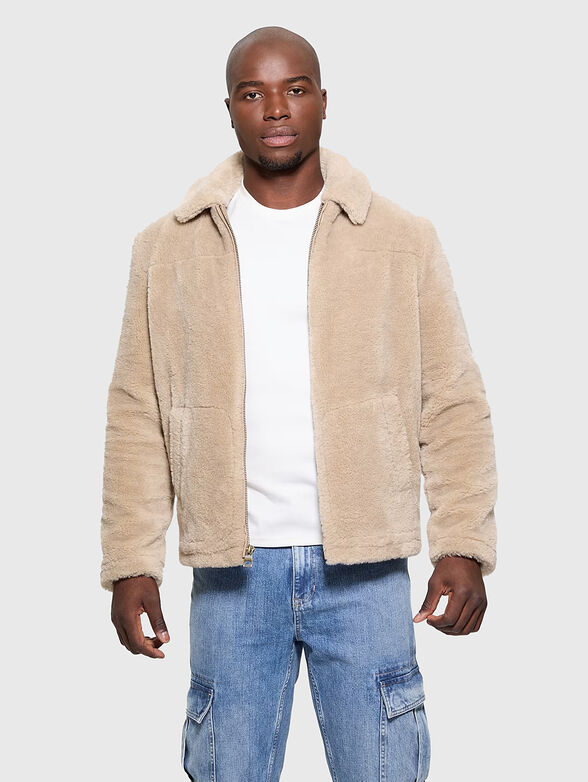 Beige eco fur jacket - 1