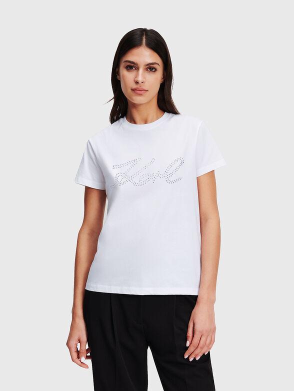 Black T-shirt with rhinestones - 1