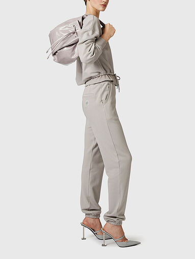 Grey trousers with ties in cotton blend - 5