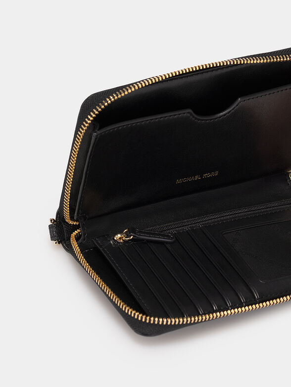 JET SET black leather purse with metal logo - 3
