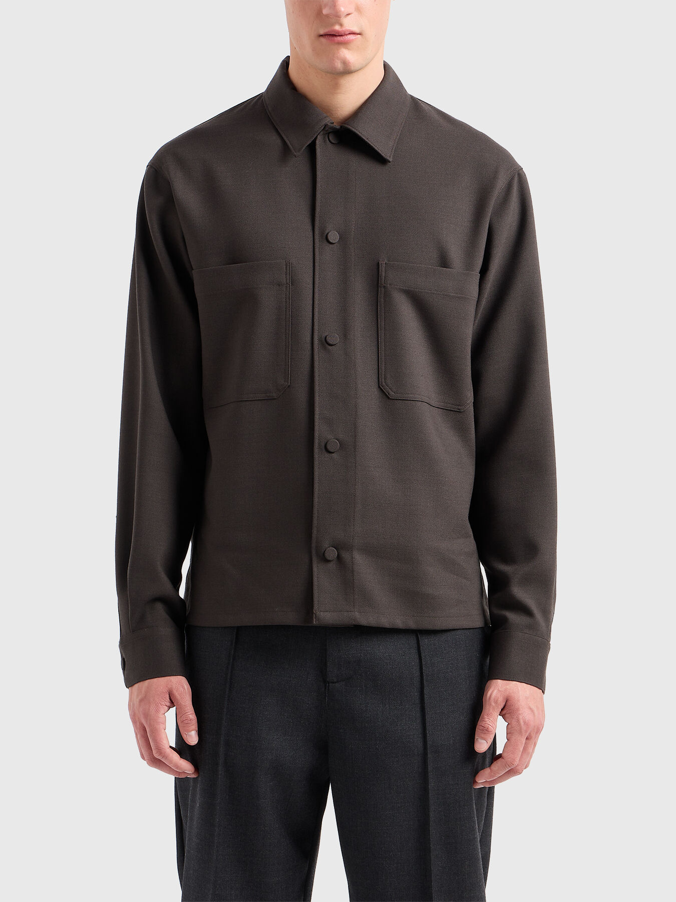 Long sleeve shirt in brown colour brand EMPORIO ARMANI