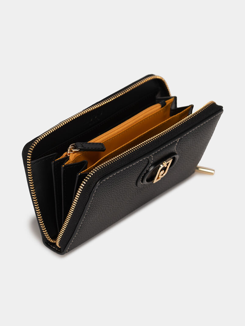 Wallet in black color with metal logo accent - 3
