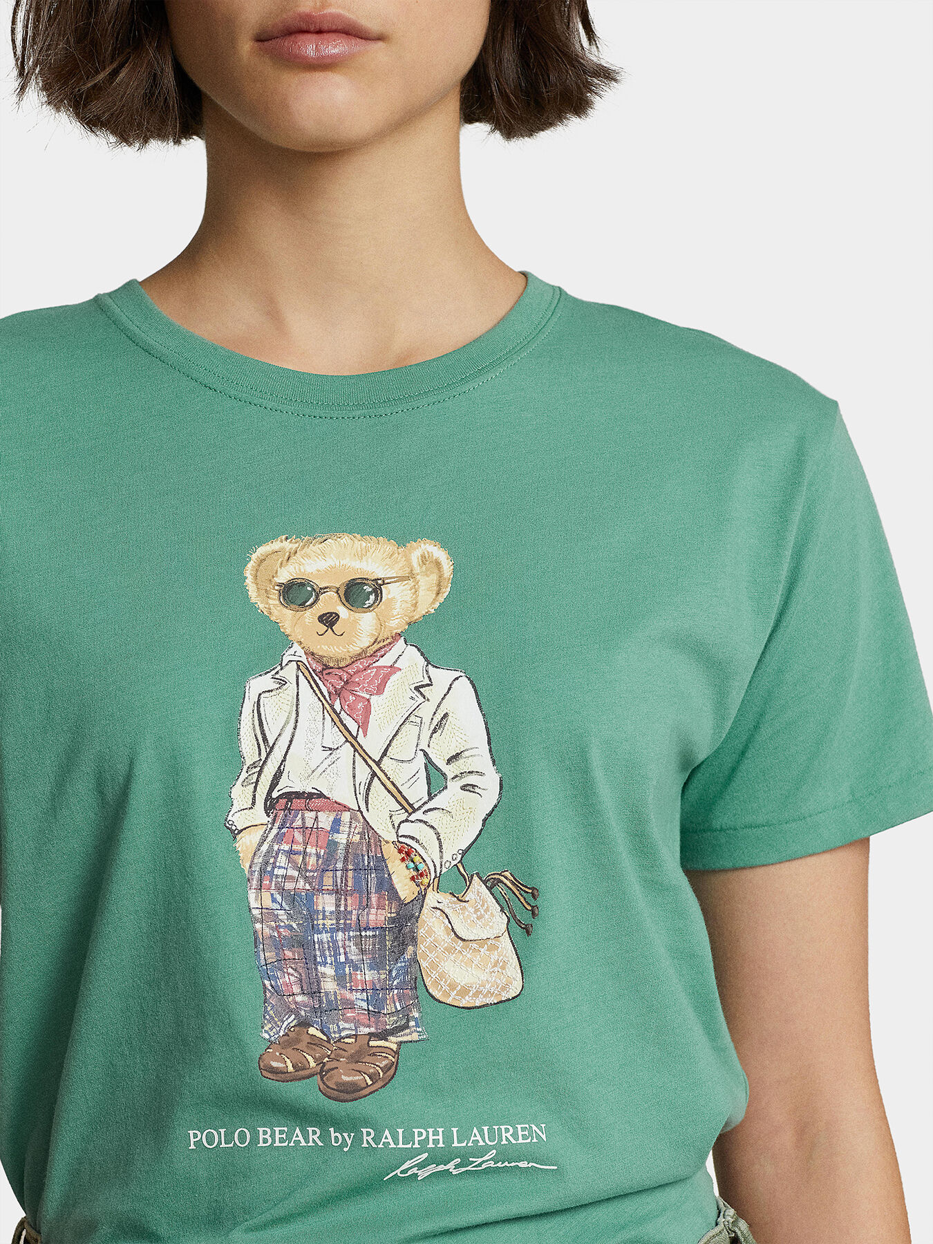 Green T-shirt with Polo Bear motif brand POLO RALPH LAUREN