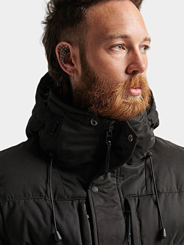 Black padded jacket with hood - 6