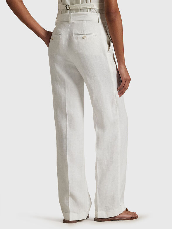 High waisted straight linen trousers - 2