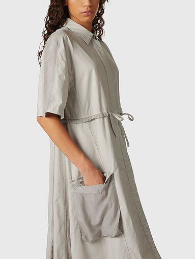 Cotton blend dress with accent pockets  - 3