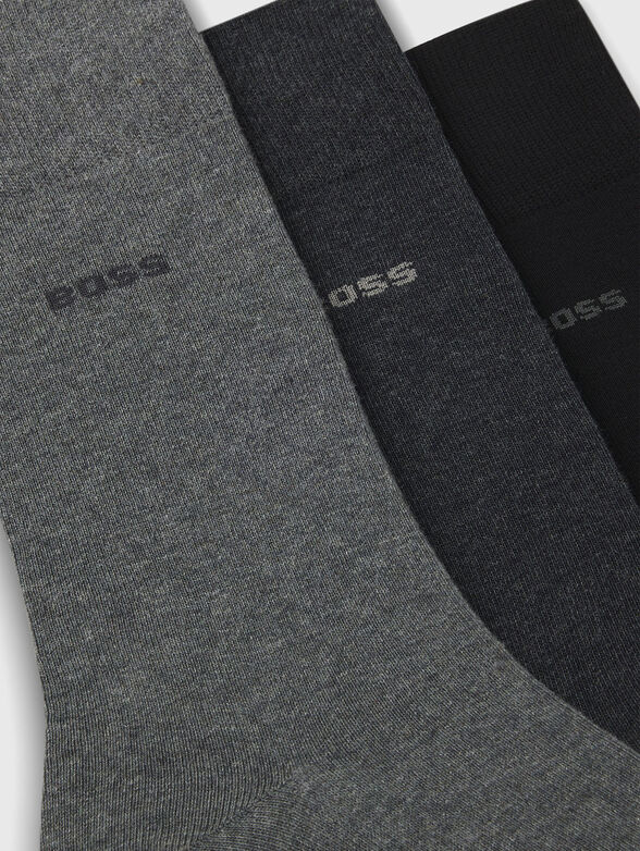 Three pairs of black socks with logo detail - 2