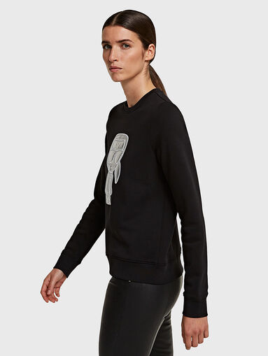 Cotton sweatshirt with textured logo - 3