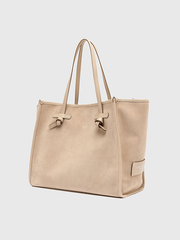 MARCELLA suede bag in beige - 2