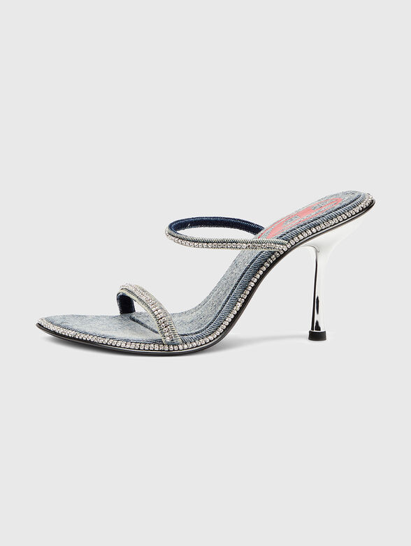 D-HAVANNA SDL heeled mules in rhinestones denim - 4