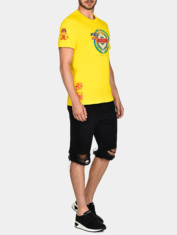 GMTS009 T-shirt with accent prints in yellow color - 3