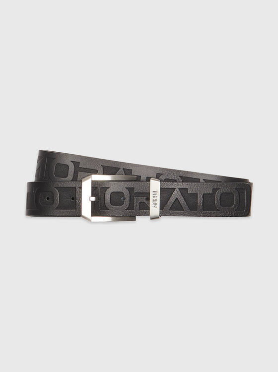 Embossed leather belt with logo accents - 1