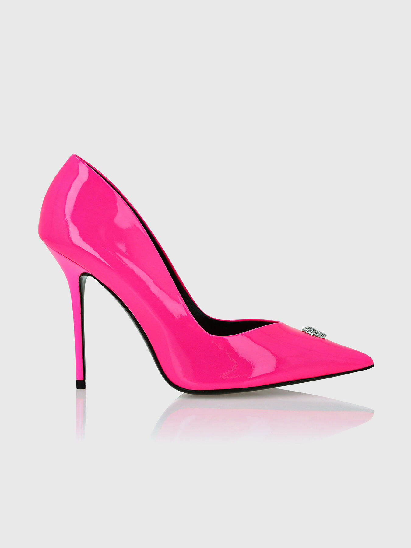 Black heeled shoes with metal detail brand PHILIPP PLEIN