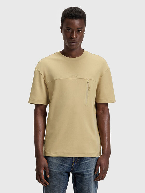 Памучна тениска с акцентен цип - 1