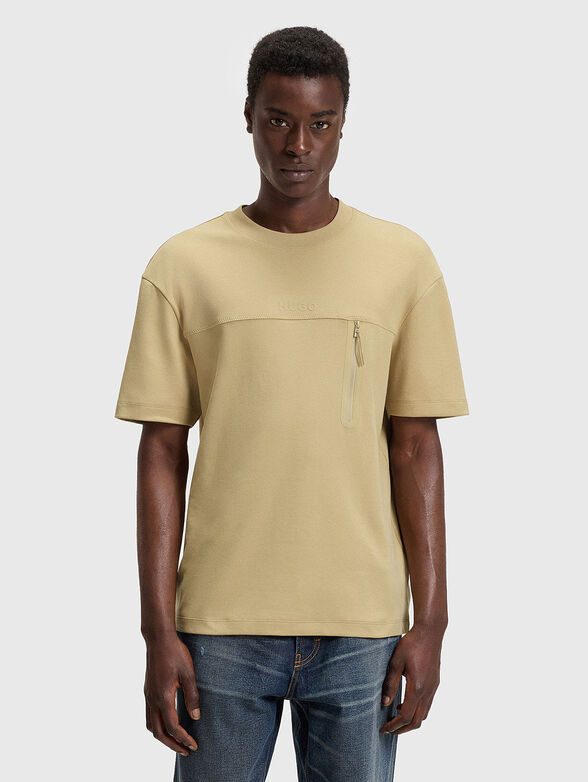 Cotton T-shirt with accent zip - 1