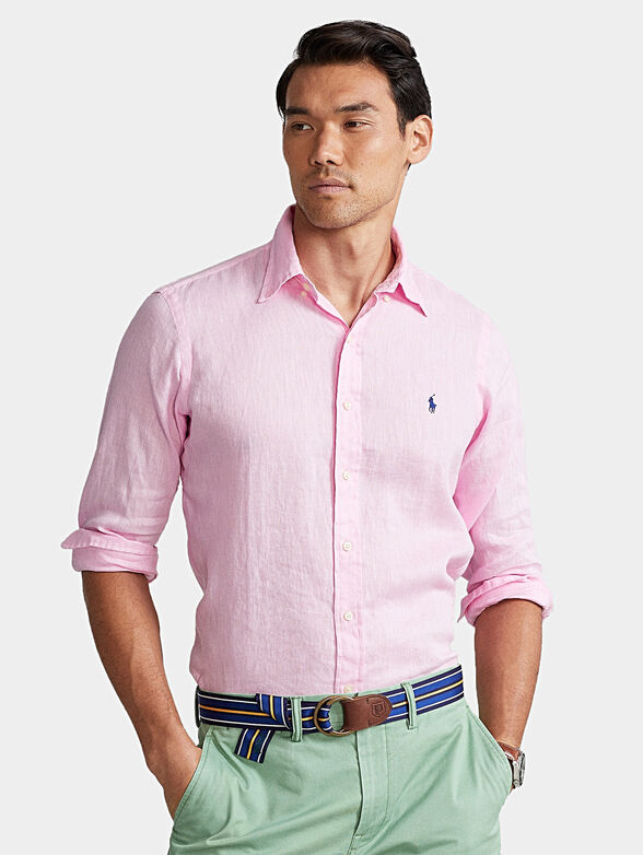 Linen shirt in pink color - 1