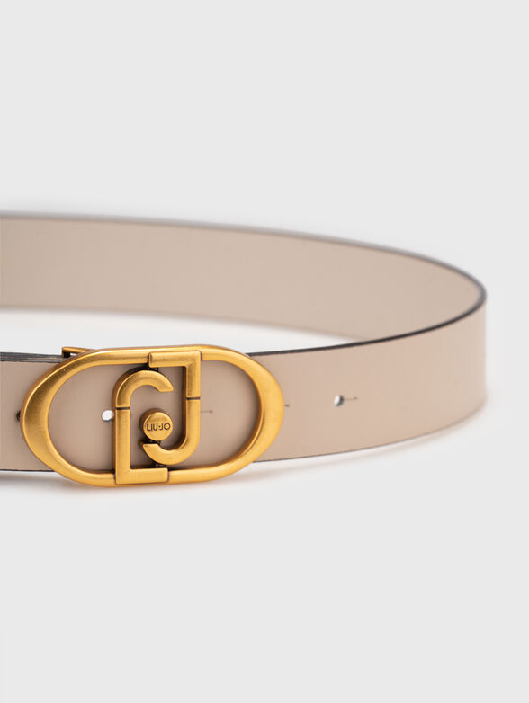 Leather belt with logo buckle - 2