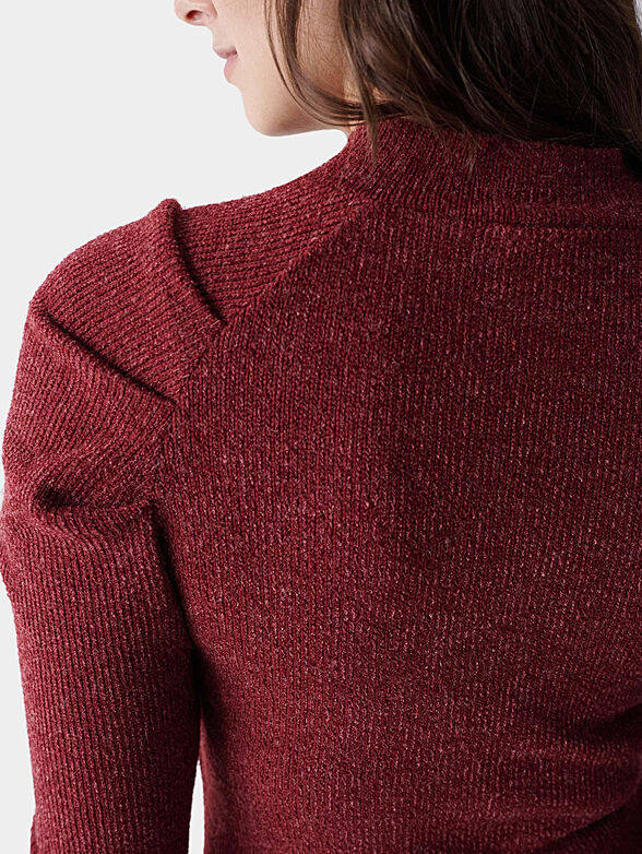 Red sweater with accent shoulders - 4