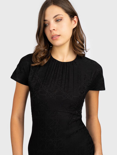 Midi dress with floral motif and slit - 3