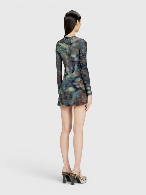 Printed mini dress with crystal details - 2