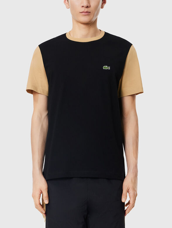 Black T-shirt with embroidered logo  - 1
