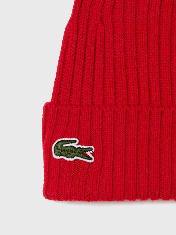 Unisex wool beanie in red color - 2