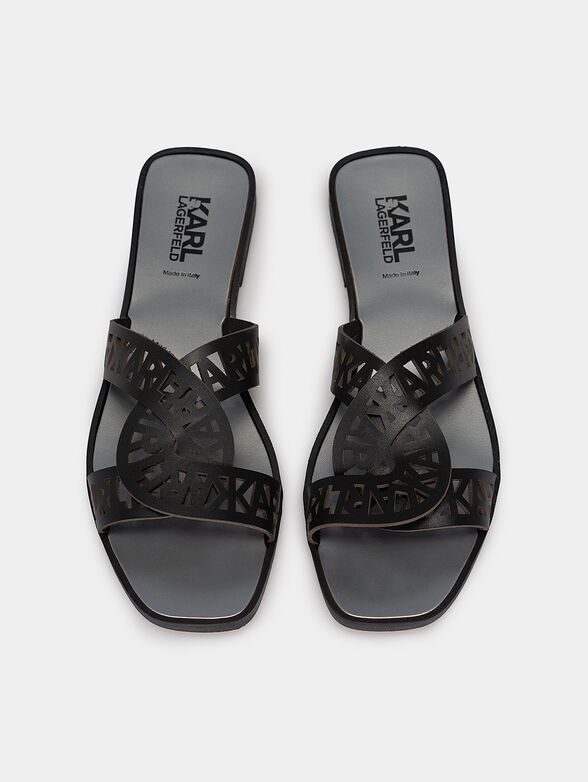 SKOOT leather slippers with logo accent - 6