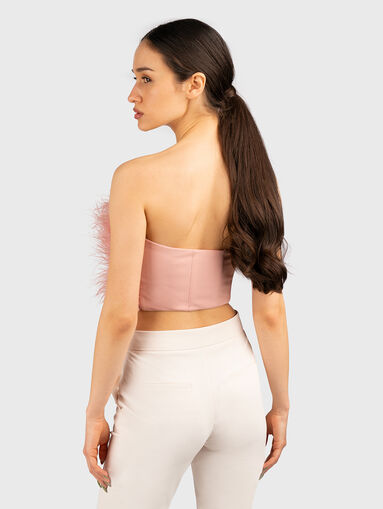 Black bandeau top with feathers - 3