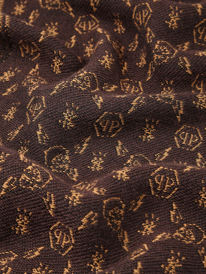 Brown monogram print scarf - 3