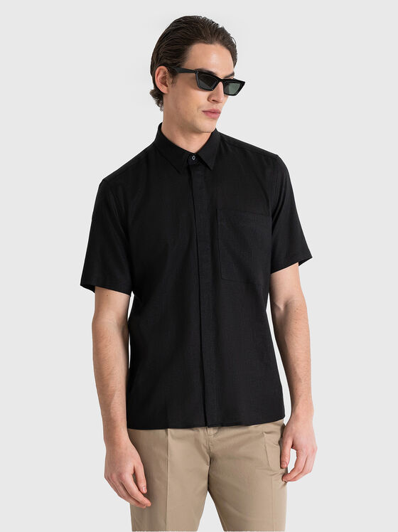 ADALIA black shirt from linen and viscose - 1