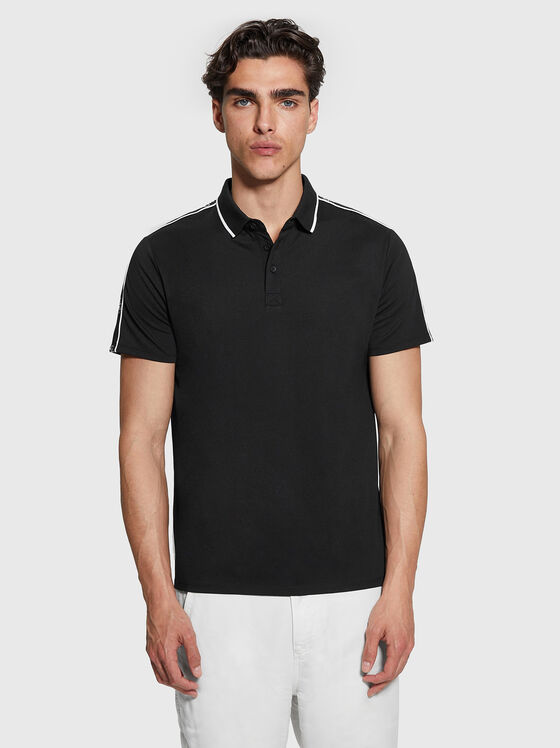 Black cotton polo shirt with details - 1