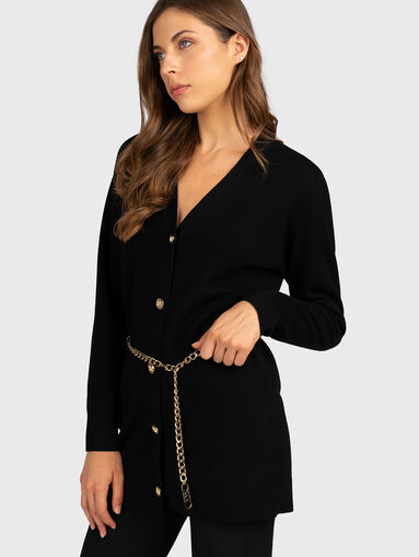 Black cardigan with accent buttons - 5