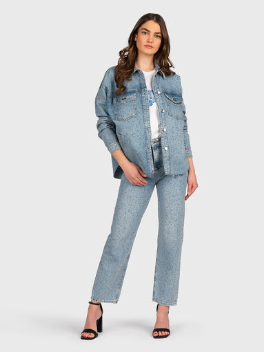 Cropped jeans with rhinestones - 5