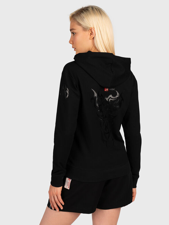 Black hooded sweatshirt with accent prints - 2