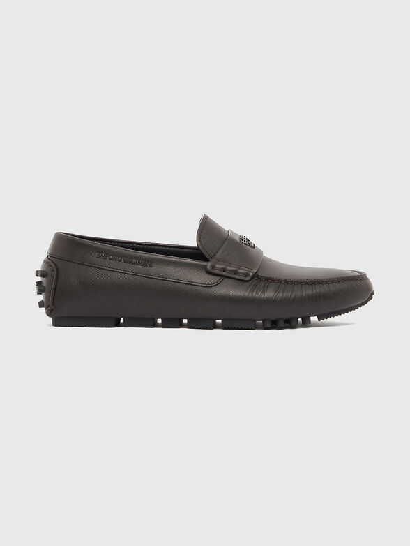 Leather moccasins with a saffiano effect - 1